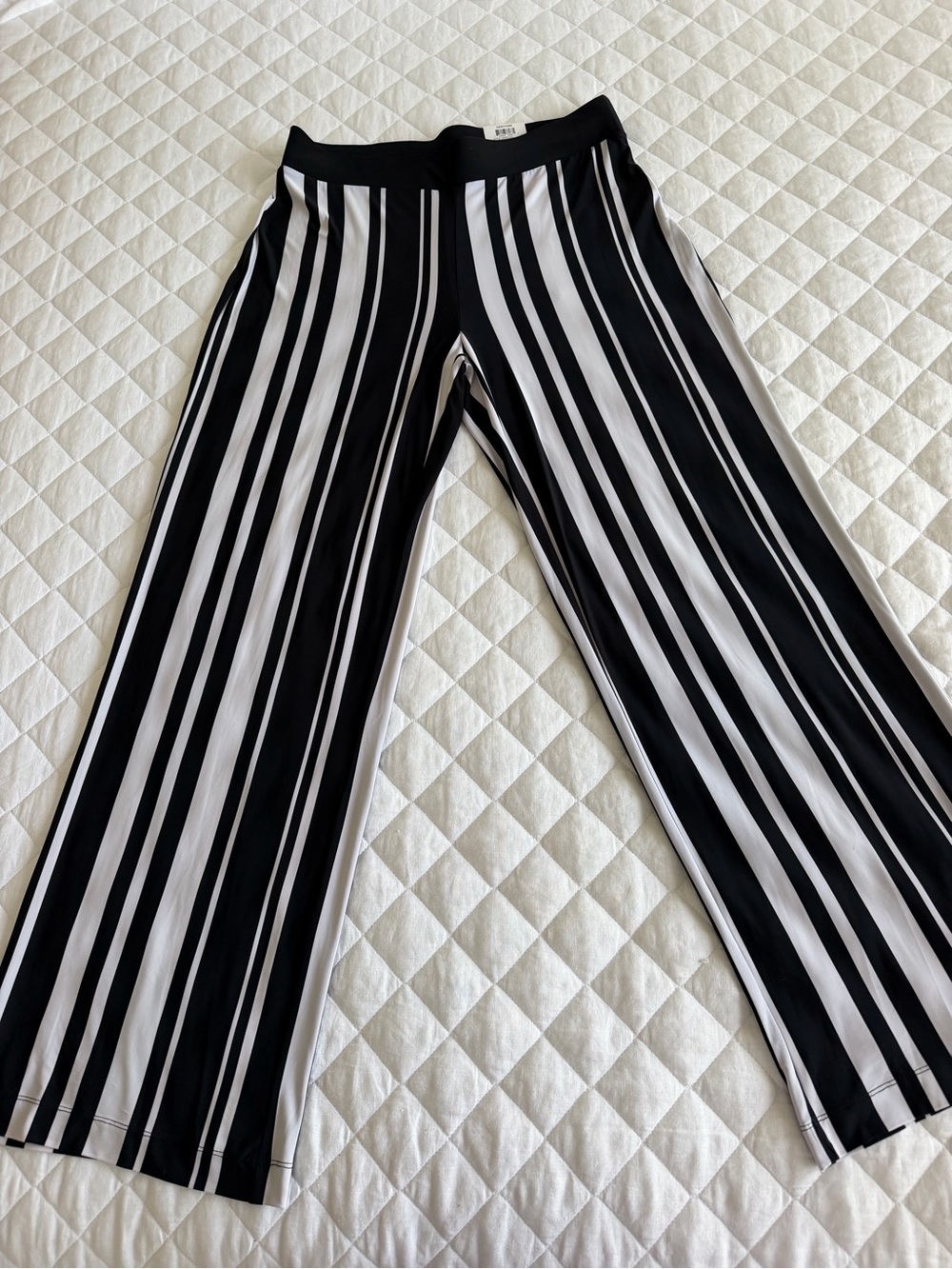 INC International Concepts Black & White Vertical Stripe Wide-Leg Pants